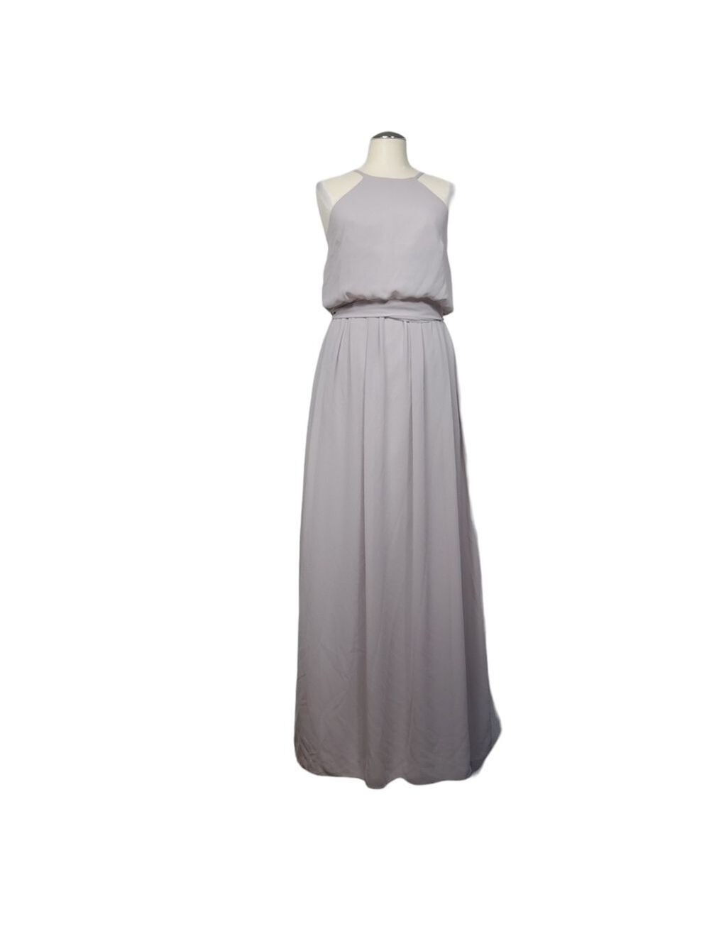 Bill Levkoff Gray Halter Maxi Belted Dress 4